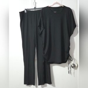 Black Ribbed Two-Piece Set Size 5x